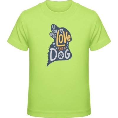 Premium Tričko pre Deti Všetko, čo potrebujete, je láska a pes Limetková Detské