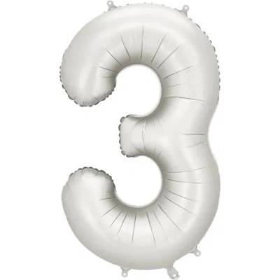 Party Deco Матиран Фолиев Балон Цифри Сребро 86 см - 3 (fb1s-3-018)