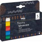 Kreul 92750 Textile Marker Opaque Set Комплект маркери за текстил 2 - 4 mm 5 бр (92750)