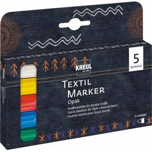 Kreul 92750 Textile Marker Opaque Set Комплект маркери за текстил 2 - 4 mm 5 бр (92750)