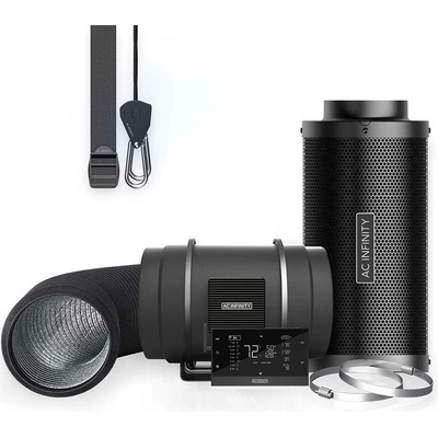 AC Infinity Air Filter Set AI+ PRO 200 mm Inline Duct Fan With AI+ Controller and Activated Charcoal Filter