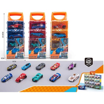 4 бр метални коли в куфар с дръжка