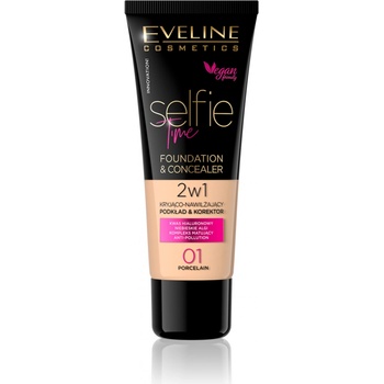 Eveline Cosmetics Selfie Time Make-up a korektor 2 v 1 01 porcelain 30 ml