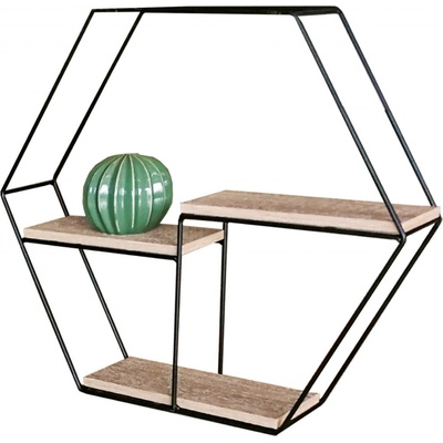 Autronic - Polička nástěnná 48 cm, MDF, dekor dub, kov černý mat - P-064 OAK