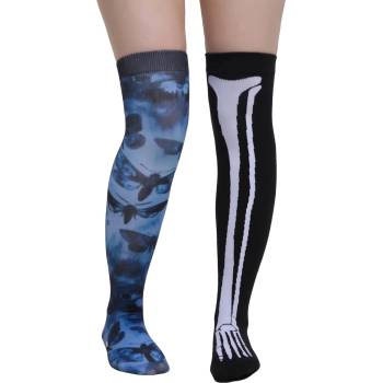 KILLSTAR чорапи над коляното KILLSTAR x CORPSE BRIDE - Swarm Of Butterflies - Черно/Синьо - KSRA012391