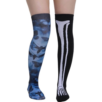 KILLSTAR чорапи над коляното KILLSTAR x CORPSE BRIDE - Swarm Of Butterflies - Черно/Синьо - KSRA012391