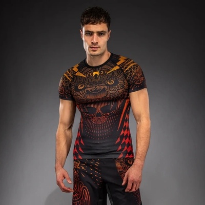 VENUM Рашгард Venum Quetzal Fury Short Sleeve Rashguard - Black/Fury Red/ Tangerine - M