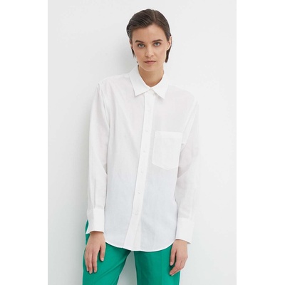 Calvin Klein Риза с лен Calvin Klein в бяло със свободна кройка с класическа яка K20K206694 (K20K206694)