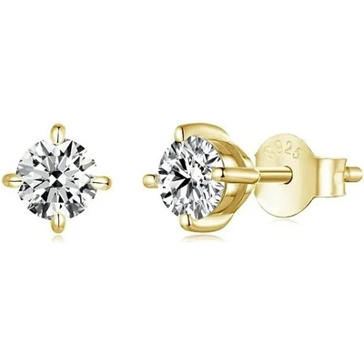 P&J Jewellery Stříbrné moissanitové náušnice Aetheria SME14 zlatá