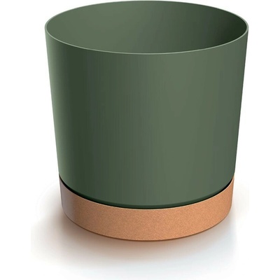Prosperplast Květináč TUBOS PM s miskou tmavě zelený/hnědý, 39 cm