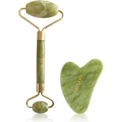 PALSAR7 Massage Roller and Guasha Green Xiuyan Jade масажно валяче за лице и масажно приспособление
