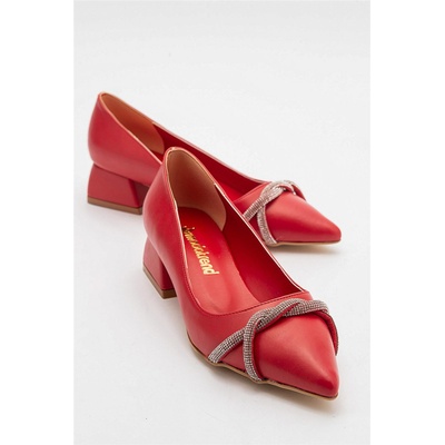 Moda Trend Дамски обувки с декоративни камъни - Червени #405867 (405867_Червен)