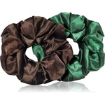 BrushArt Hair Large satin scrunchie set ластици за коса Brown & Green