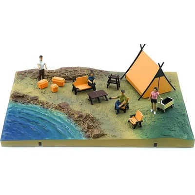BM Creations Diorama City Camp Site s oranžovým stanem 1:64