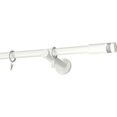 KovovégarnýžeCZ Garnýž Astra modern 19 mm bílá lesklá Jednořadá 180 cm Kroužky s žabkou