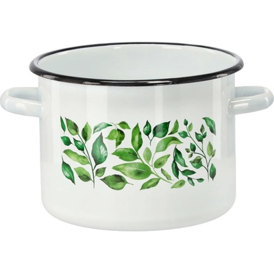 Pro-Tech shop Smaltovaný hrniec 4,5l 20cm biely vzor fikus 68446