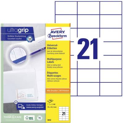 Avery-Zweckform 3652 univerzální etikety 70 x 42.3 mm papír bílá 2100 ks trvalé inkoustová tiskárna laserová tiskárna