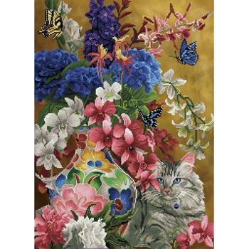 Image 1 of Diamond dotz Диамантен гоблен " Коте и цветя"