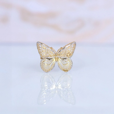 Lillian Vassago Brošňa motýľ zdobený vyrezávaním, kombinované zlato LLV22-GBR007