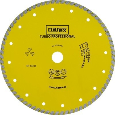 DIA 230 TP Diamantový děl. kotouč pro stavební materiál TURBO PROFESSIONAL Narex 65405145