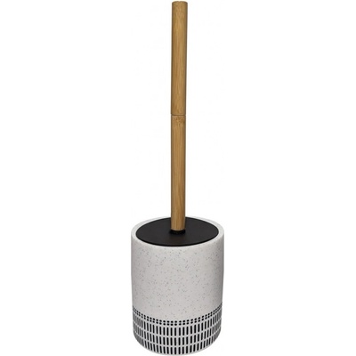 Spirella WC štětka YUMA s polyresinovou nádobou bílo černá bambus 10 20986