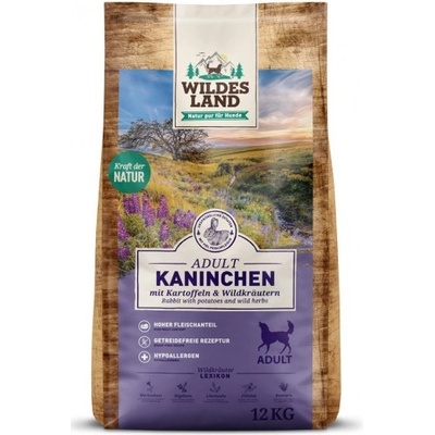 Wildes Land adult rabbit - храна за кучета БЕЗ ЗЪРНО със Заешко месо, картофи и диви билки, Германия - 12 кг - wl515733