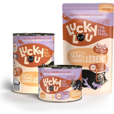 LUCKY LOU Lifestage Adult Hydina a Losos 16 x 125 g
