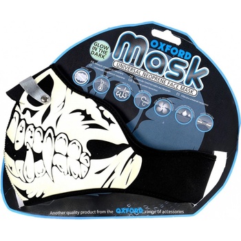 Oxford Neoprenová maska ​​na motorku Glow Skull čierna