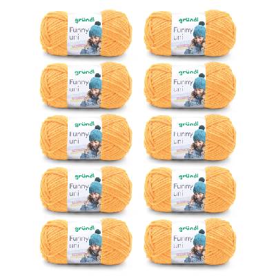 Wolle Funny uni - soft chenille wool for crocheting - cuddly and skin-friendly - 100% polyester - 10 balls 100 g / 120 m - needle size 5-6, yellow - 3442-29