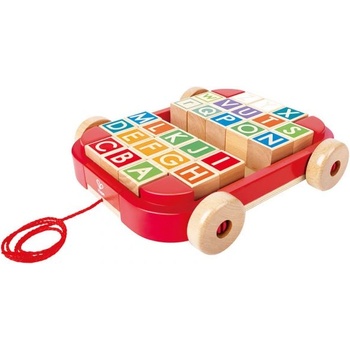 Hape Дървена играчка Hape - Ремарке за дърпане, с кубчета (H0487)