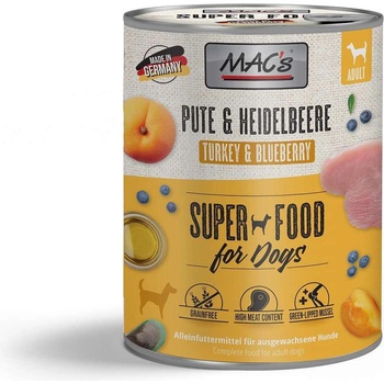 MAC's Dog Adult Turkey - Пълноценна консервирана храна за израснали кучета, без зърно, с пуешко месо и боровинка