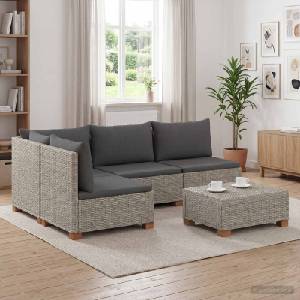 vidaXL 5 бр. Комплект за отдих от ратан с възглавници GENDT Кубу сив (3429873)