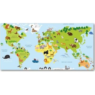 Fotoobraz na skle mapa zvieratá 100x50 cm