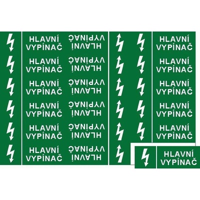 CUPRO Tabulka"HL.VYPÍNAČ" 9x3,2cm 18ks F, samolepící 6131A 9X3,2 ARCH18KS