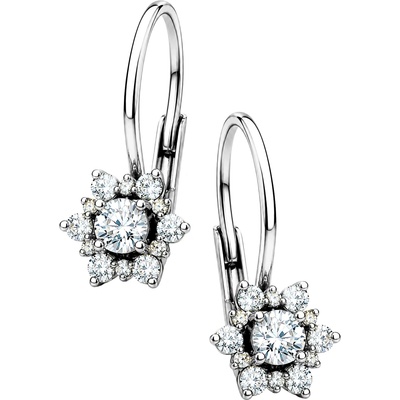 Zlaton Náušnice bílé zlato květina visací 1.6cm 1.7g s diamanty 0.440ct N15012602124