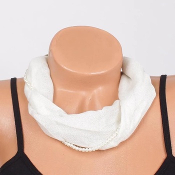 Image 1 of Нежно фишу-колие в бяло с перли