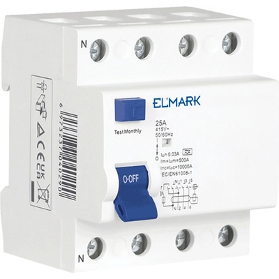 ELMARK ДЕФЕКТНОТОКОbА ЗАЩИТА jel1a 6ka 4p 100a/30ma (40691)