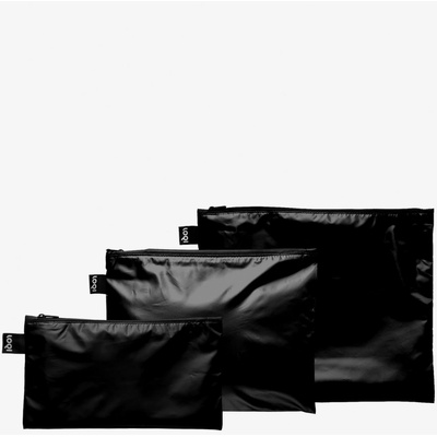 Loqi taštičky na zip 3 ks lmetallic black