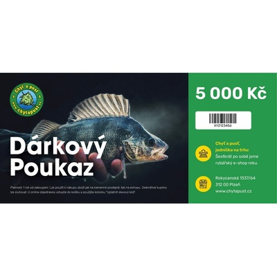 Chyť a pusť Darčekový poukaz 5000 Kč - Elektronický