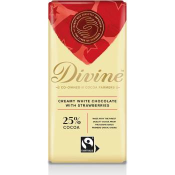 Divine Biela čokoláda s jahodami, 90 g