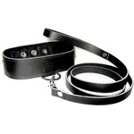 X Fun Кожен колар с каишка "collar black