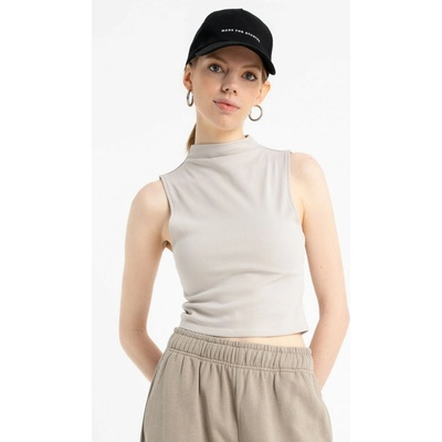 Reporter Young crop top z žebrované pleteniny bez rukávů béžová