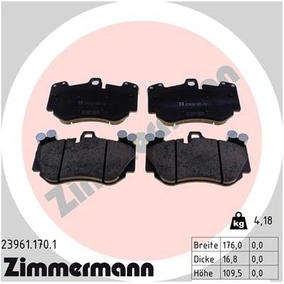 ZIMMERMANN Sada brzdových platničiek kotúčovej brzdy 239611701
