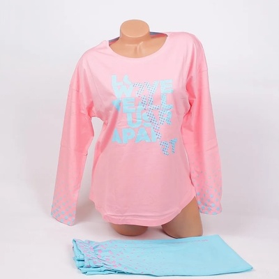 Пижама в розово и светлосиньо с надпис