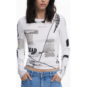 DESIGUAL Дамска блуза с дълги ръкави desigual, Размер l, Цвят Бяло (25wwtk25_bi1011)