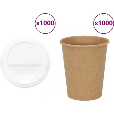 vidaXL хартиени чаши за кафе с капачки 1000 бр. 8oz 200ml (3325220)