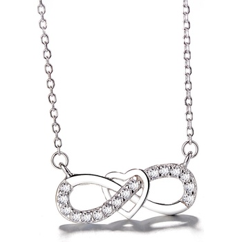 DELIS Сребърна верижка, jw872, дизайн безкрайност и сърце, с родиево покритие (jw872)