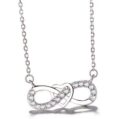 DELIS Сребърна верижка, jw872, дизайн безкрайност и сърце, с родиево покритие (jw872)