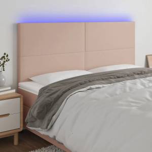 vidaXL LED горна табла за легло, капучино, 200x5x118/128 см (3122257)