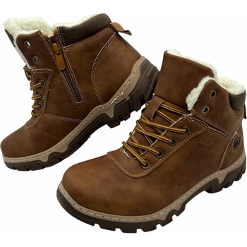 Chlapecké zimní boty na šněrování 01 hnědá